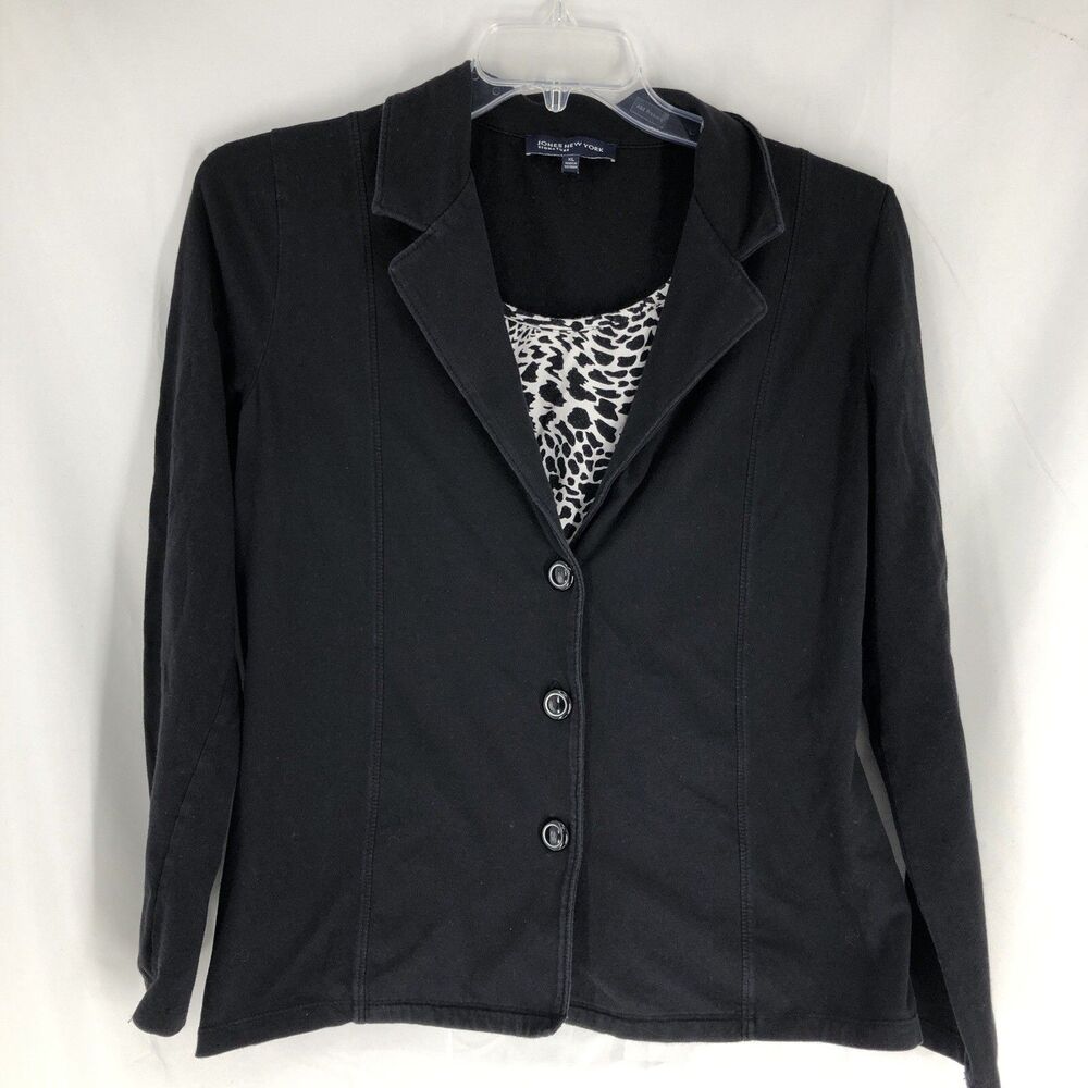 Jones New York | Black Stretch Classic Tailored Style Blazer Attached Tank XL